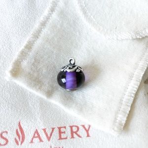*Discontinued* James Avery Sterling Silver Swirl Finial Purple Glass Charm